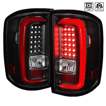 Spec-D Tuning 14-18 GMC Sierra LED Tail Lights Full Black Housing Clear Lens LT-SIE14JRLED-TM